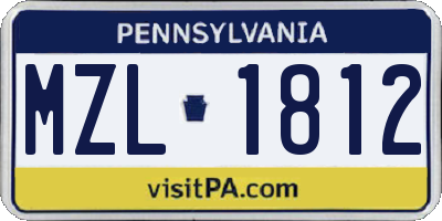 PA license plate MZL1812