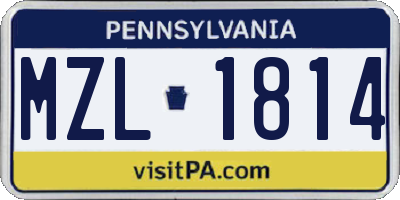 PA license plate MZL1814