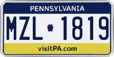 PA license plate MZL1819