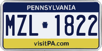 PA license plate MZL1822