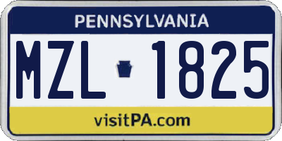 PA license plate MZL1825