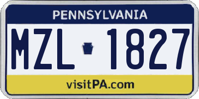 PA license plate MZL1827