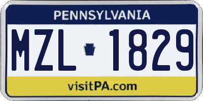 PA license plate MZL1829