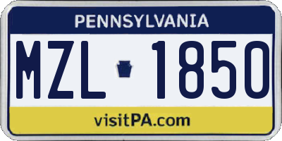 PA license plate MZL1850