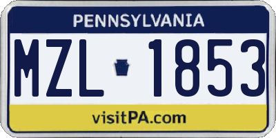PA license plate MZL1853