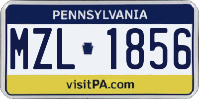 PA license plate MZL1856