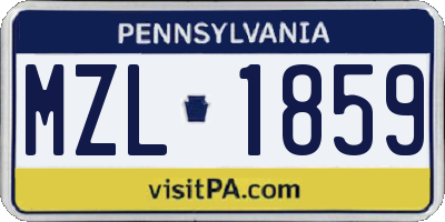 PA license plate MZL1859