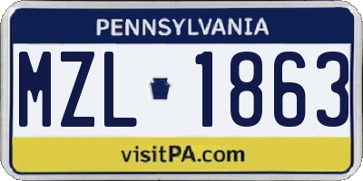 PA license plate MZL1863