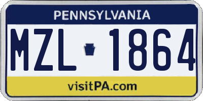 PA license plate MZL1864