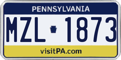 PA license plate MZL1873