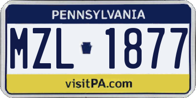 PA license plate MZL1877