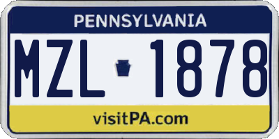 PA license plate MZL1878