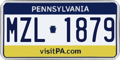 PA license plate MZL1879