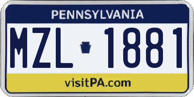 PA license plate MZL1881