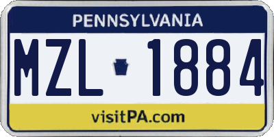PA license plate MZL1884