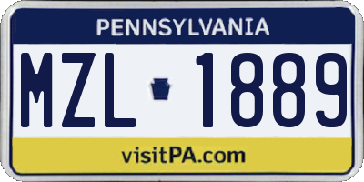 PA license plate MZL1889