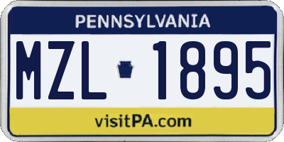 PA license plate MZL1895