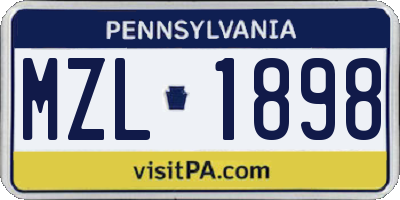PA license plate MZL1898