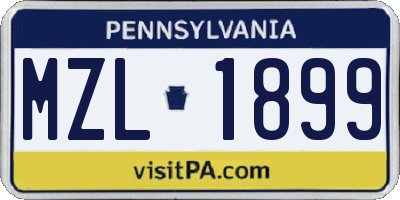 PA license plate MZL1899