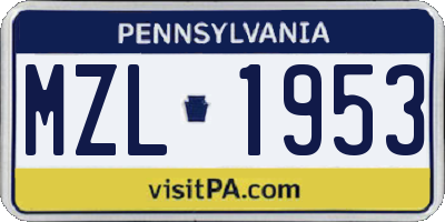 PA license plate MZL1953