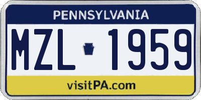 PA license plate MZL1959