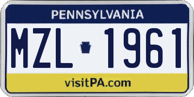 PA license plate MZL1961