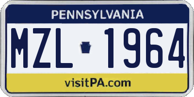 PA license plate MZL1964