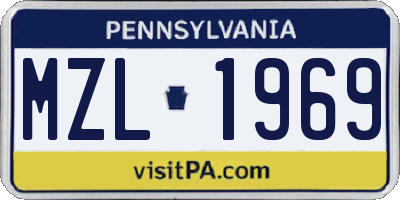 PA license plate MZL1969