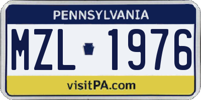 PA license plate MZL1976