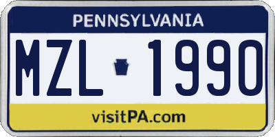 PA license plate MZL1990