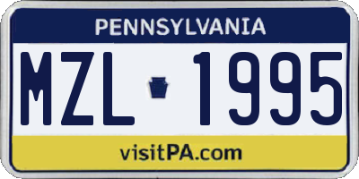 PA license plate MZL1995