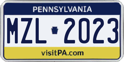 PA license plate MZL2023