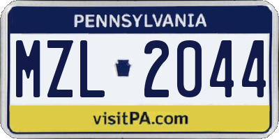 PA license plate MZL2044