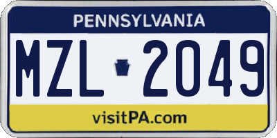 PA license plate MZL2049