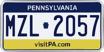 PA license plate MZL2057