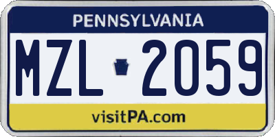 PA license plate MZL2059