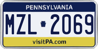 PA license plate MZL2069
