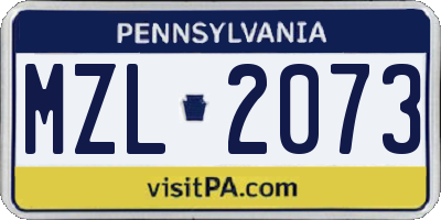 PA license plate MZL2073