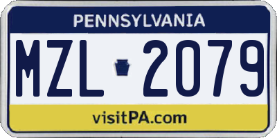 PA license plate MZL2079