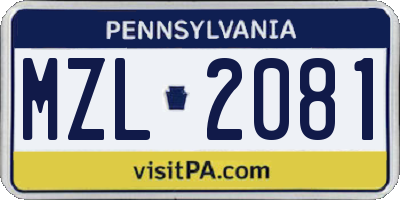 PA license plate MZL2081