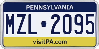 PA license plate MZL2095