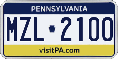 PA license plate MZL2100