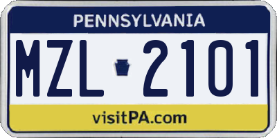 PA license plate MZL2101
