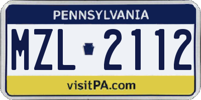 PA license plate MZL2112