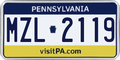PA license plate MZL2119