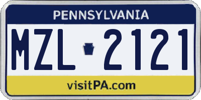 PA license plate MZL2121