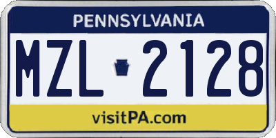 PA license plate MZL2128