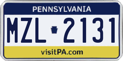 PA license plate MZL2131
