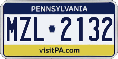 PA license plate MZL2132