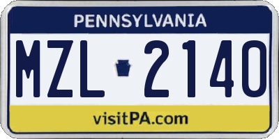 PA license plate MZL2140